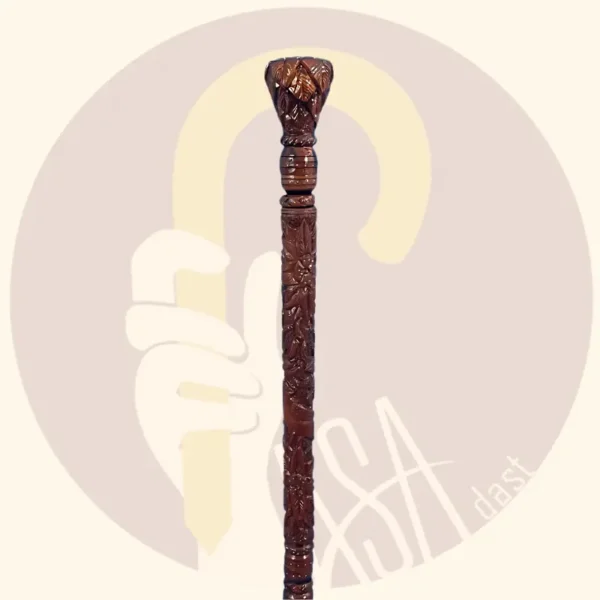 Hand-Carved Three-Piece Inlaid Cane - Image 2
