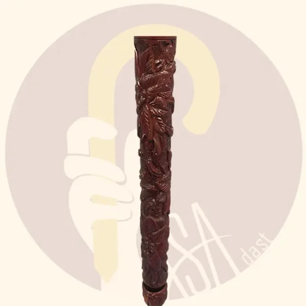 Hand-Carved Three-Piece Inlaid Cane - Image 3